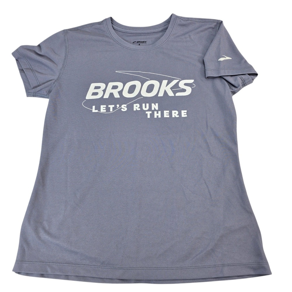 Brooks Running Shirt Womens Small Grey Polyester Graphic Tee Academy Sports S
